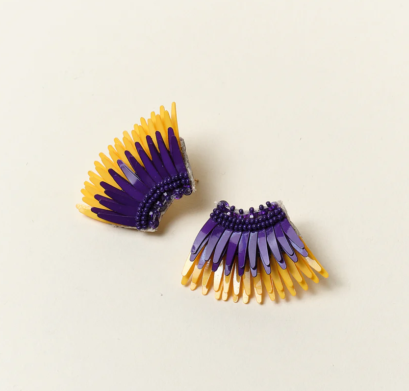 Mignonne Gavigan Mini Madelne Earrings - Purple / Yellow - Gabrielle's Biloxi