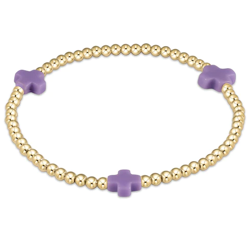 egirl Signature Cross Gold Pattern 3mm Bead Bracelet - Purple - Gabrielle's Biloxi