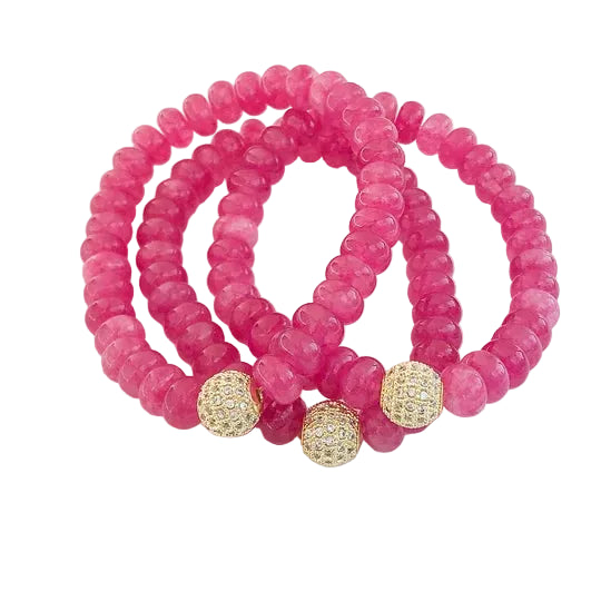 Virtue Rondelle Bracelet with CZ - Raspberry