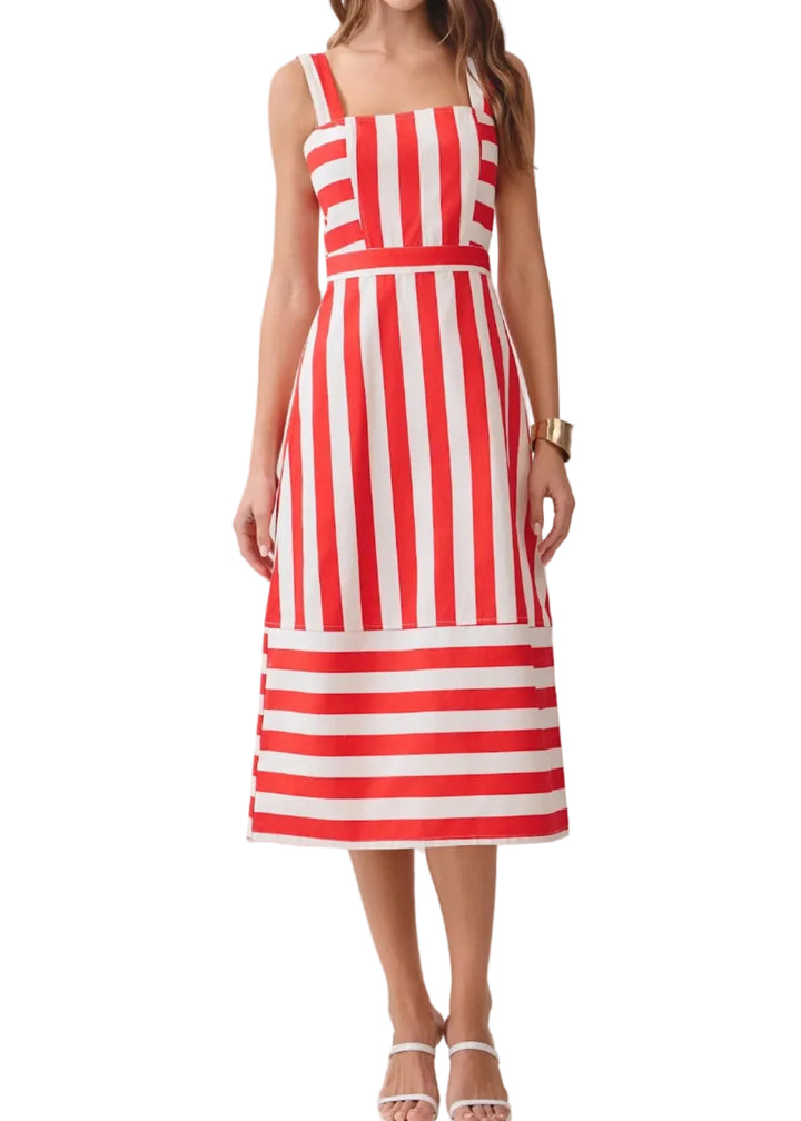 Red Stripe Midi Dress