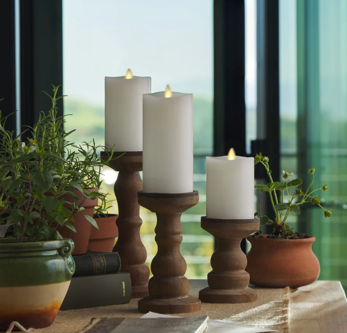 Indoor Pillar Candles w/ Remote - White Set of 3 - Gabrielle's Biloxi