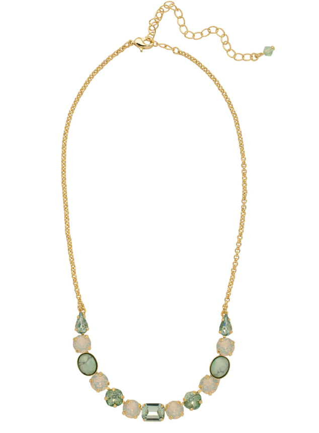 Sorrelli Tansy Half Line Tennis Necklace - Sage Green - Gabrielle's Biloxi