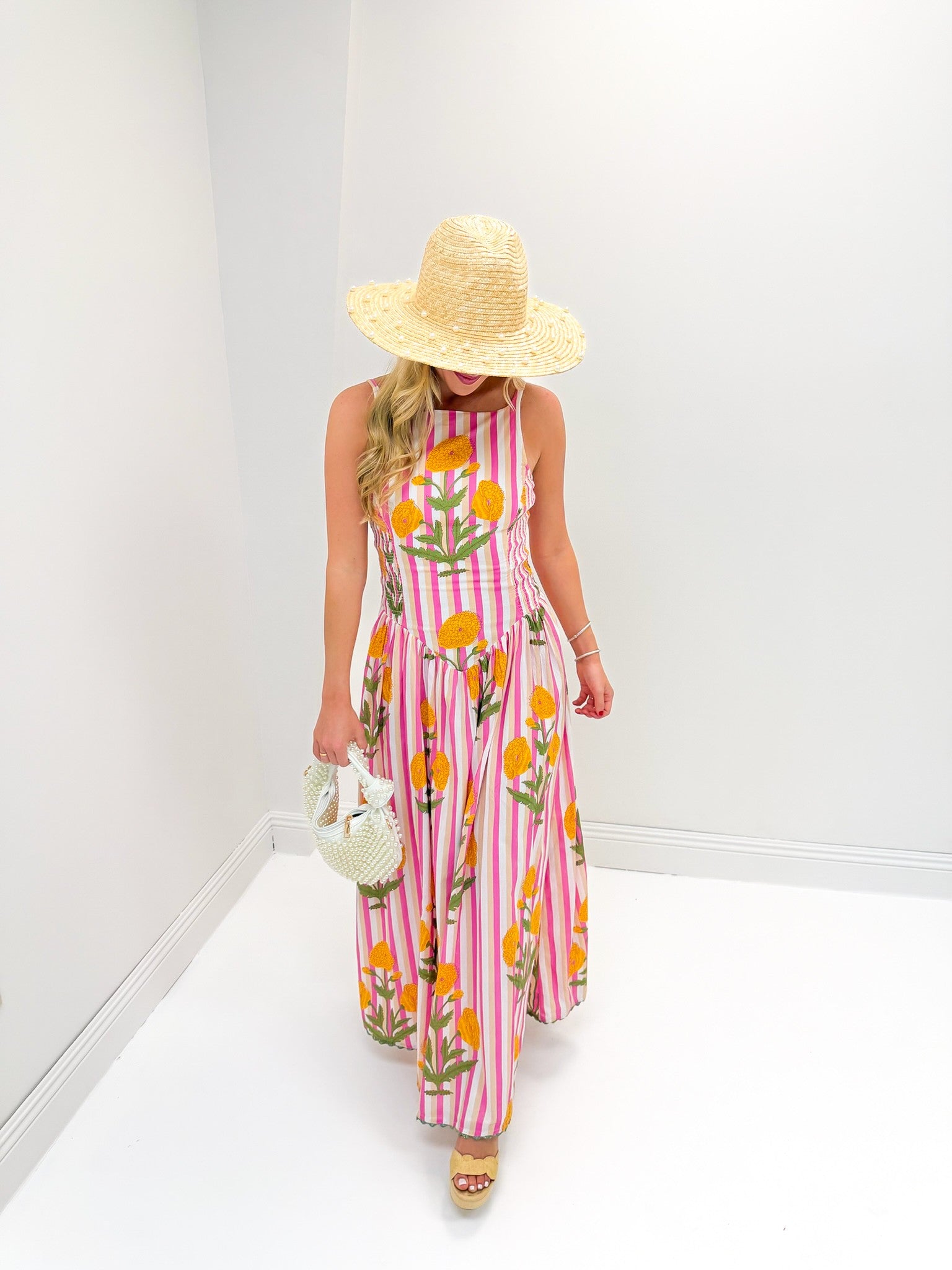 Saylor Kearney Floral Stripe Midi Dress - Multi