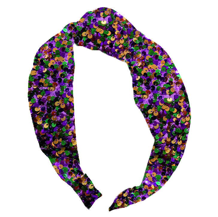 Kids Sequin Mardi Gras Velvet Top Knot Headband - Gabrielle's Biloxi