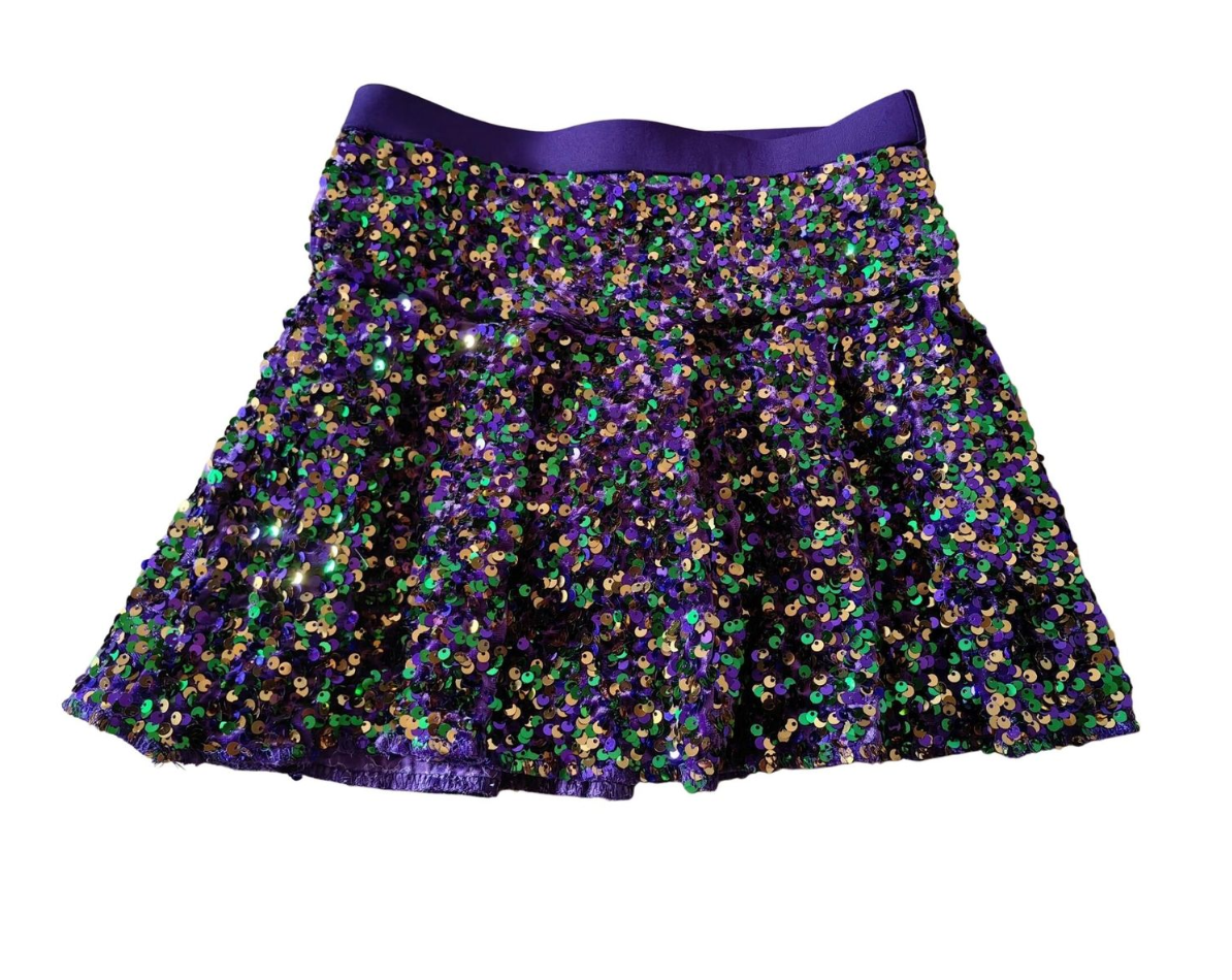 Kids Sequin Velvet Skort in Mardi Gras - Gabrielle's Biloxi