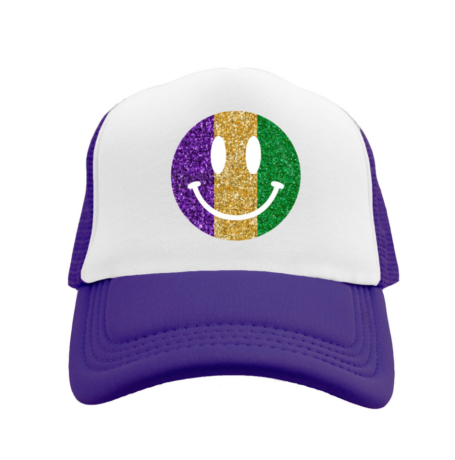 Youth Smiley Face Rhinestone Trucker Cap Mardi Gras - Gabrielle's Biloxi