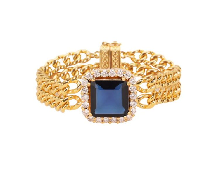 BuDhaGirl Solange Chain and Crystal Bracelet - Sapphire / White - Gabrielle's Biloxi