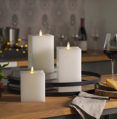 Indoor Square Candles w/ Remote - White Set of 3 - Gabrielle's Biloxi