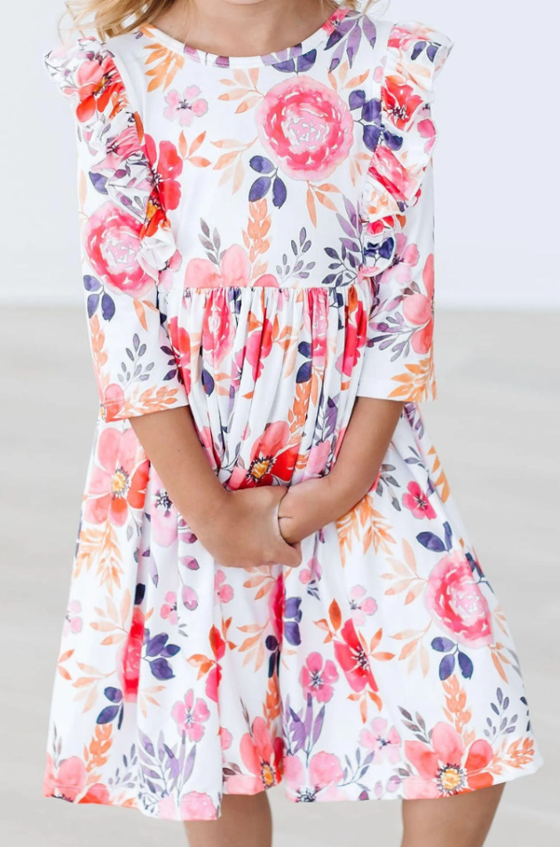 Tangerine Leaves Ruffle Twirl Dress - Gabrielle's Biloxi