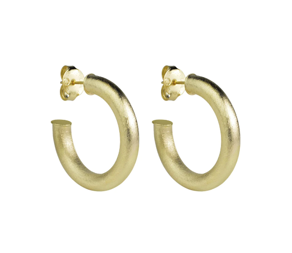 Shelia Fajl Thin Small Chantal Hoops - Thin, Brushed Gold - Gabrielle's Biloxi