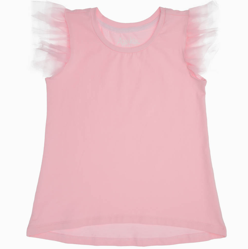 Girls Tulle Ruffle Shirt - Light Pink - Gabrielle's Biloxi