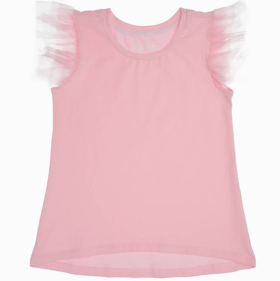 Girls Tulle Ruffle Shirt - Light Pink - Gabrielle's Biloxi