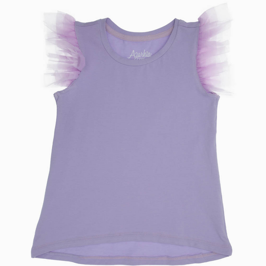 Girls Tulle Ruffle Shirt - Lavender - Gabrielle's Biloxi