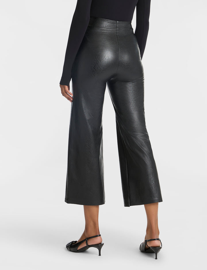 Commando Faux Leather Cropped Wide Leg Pant - Black - Gabrielle's Biloxi