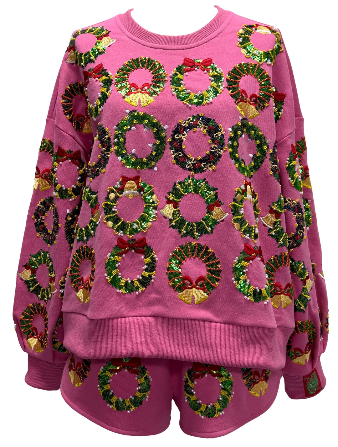 Queen of Sparkles Multi Wreaths Sweatshirt - Hot Pink - Gabrielle's Biloxi