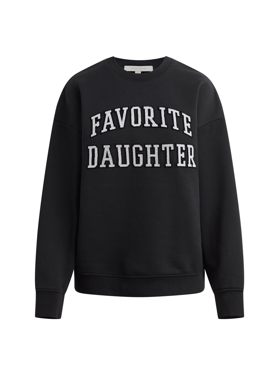 Favorite Daughter The Collegiate Embroidery Sweatshirt - Black / Velvet White - Gabrielle's Biloxi