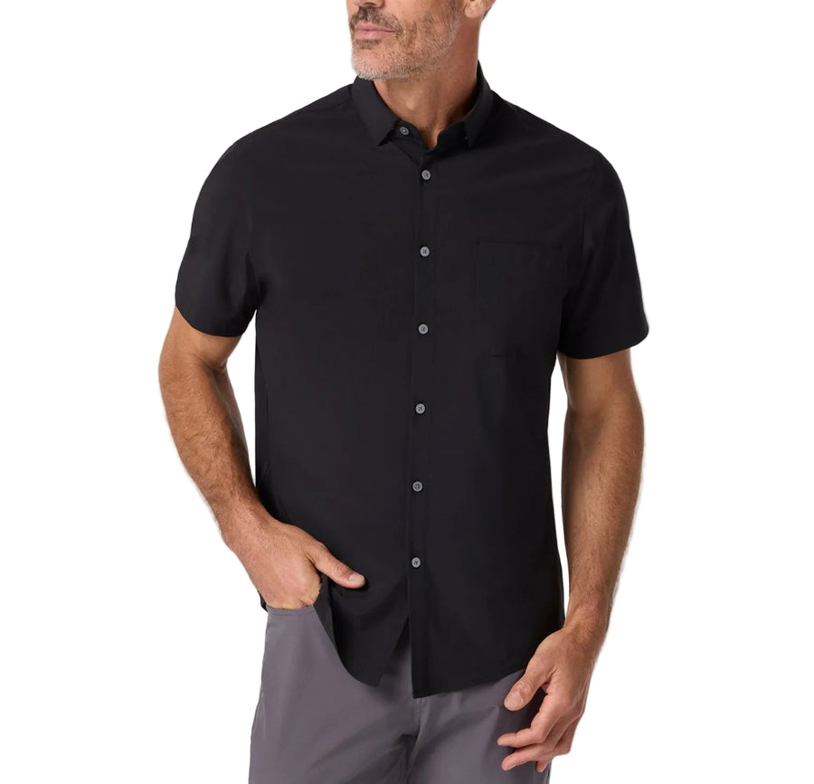 Leeward Short Sleeve- Black Solid Black Solid / Trim XXL
