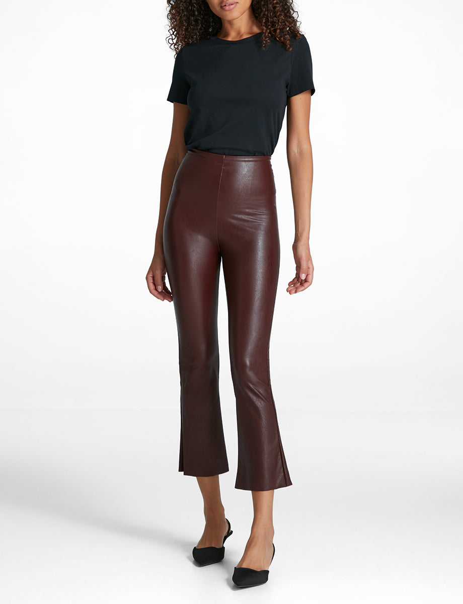Commando Faux Leather Cropped Flare - Oxblood - Gabrielle's Biloxi