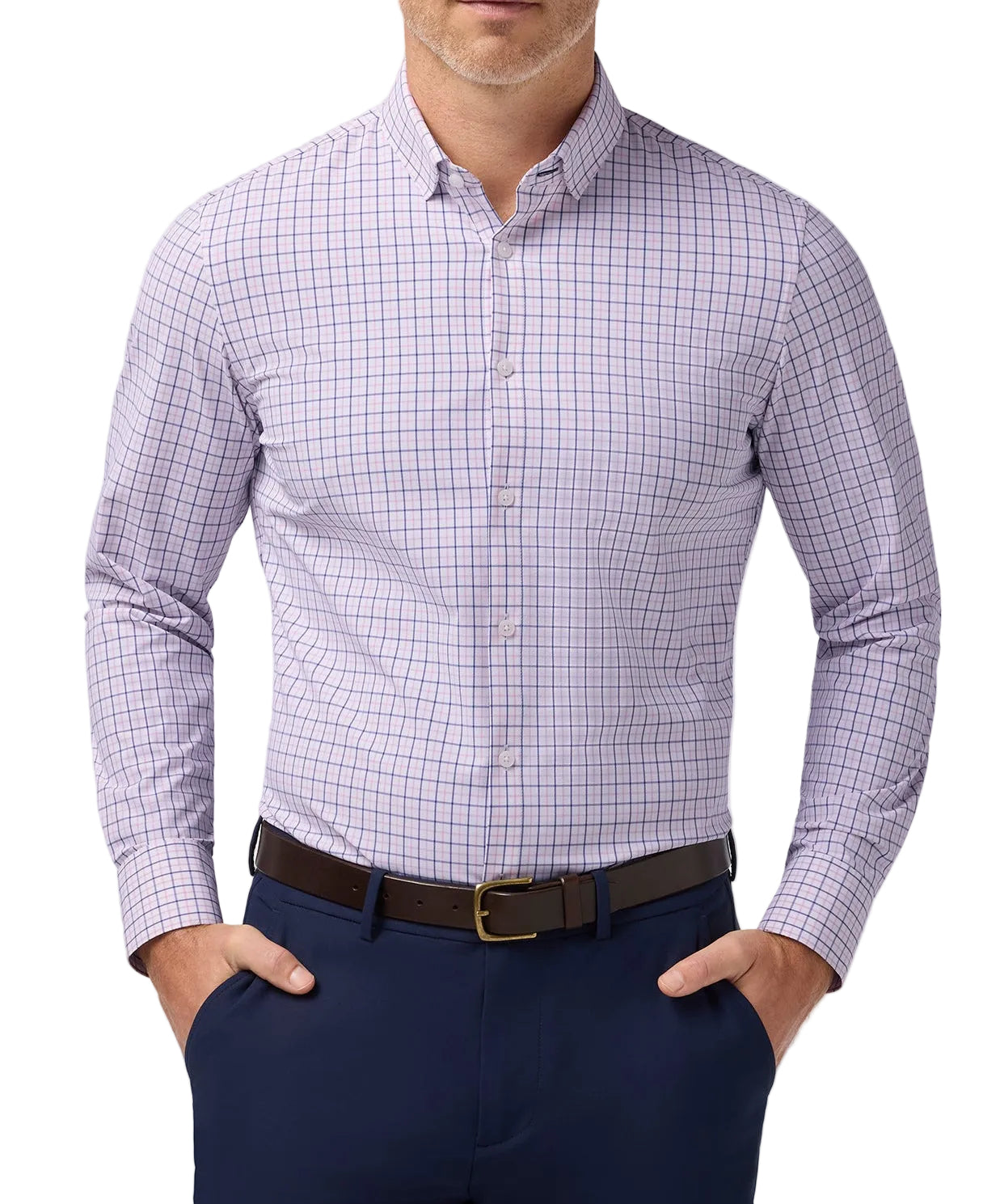 Mizzen+Main Leeward	 Trim LS Dress Shirt - Pink Salt Wyatt Plaid - Gabrielle's Biloxi