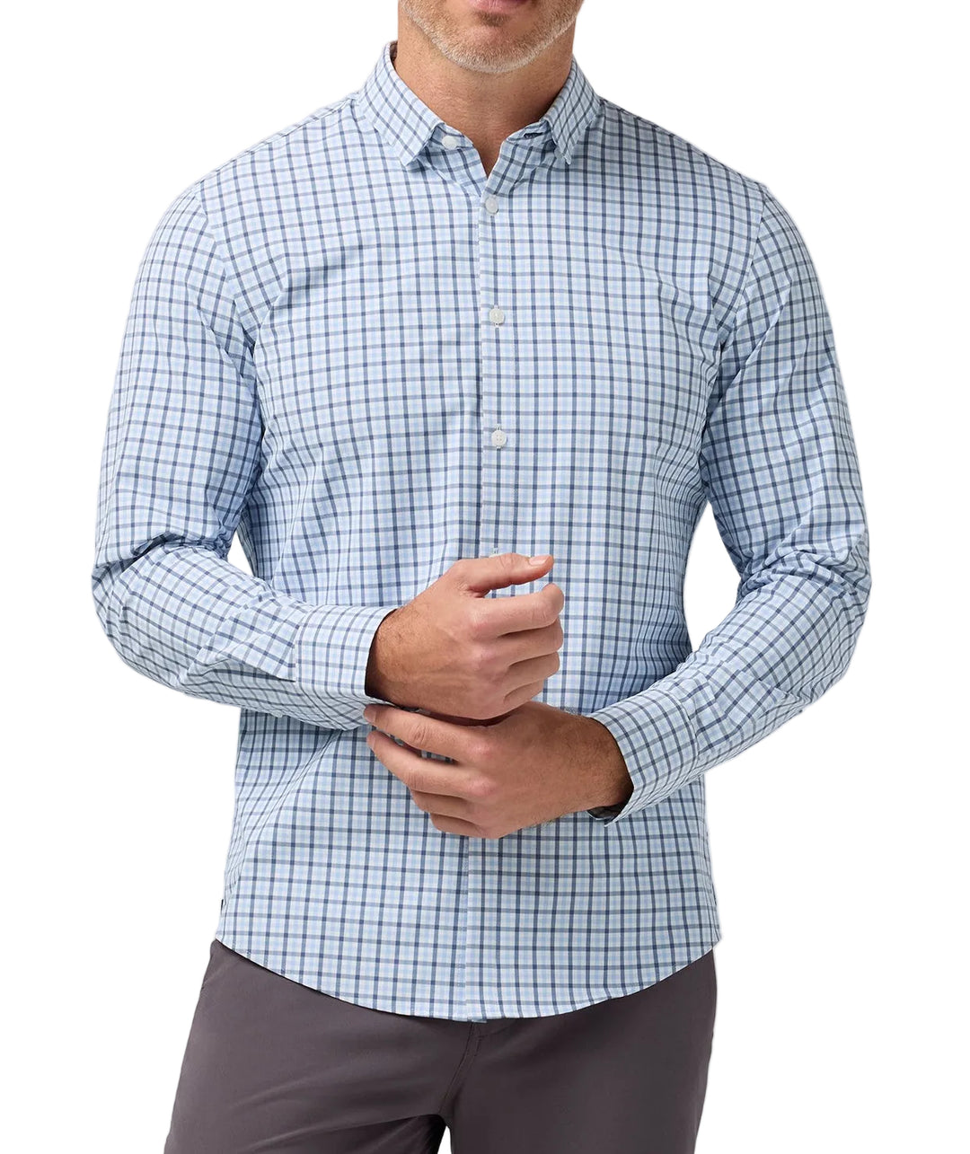Mizzen+Main Leeward	No Tuck Classic LS Dress Shirt - Cloud Blue Hudson Plaid - Gabrielle's Biloxi