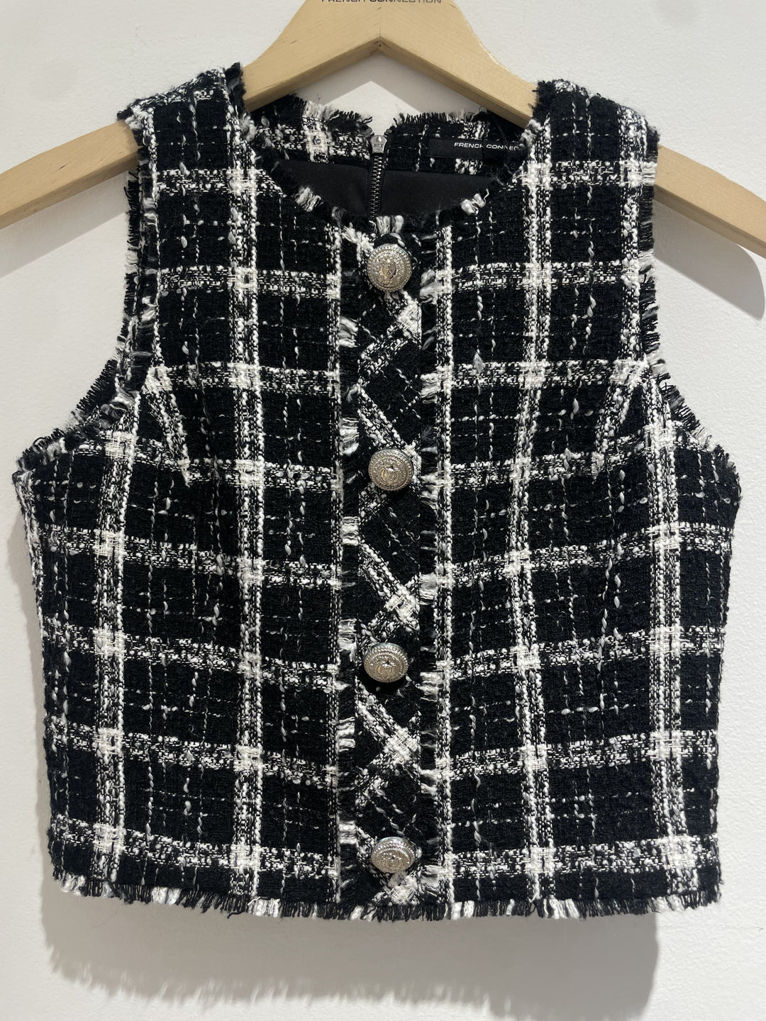 French Connection Windowpane Tweed Crop Top - Gabrielle's Biloxi