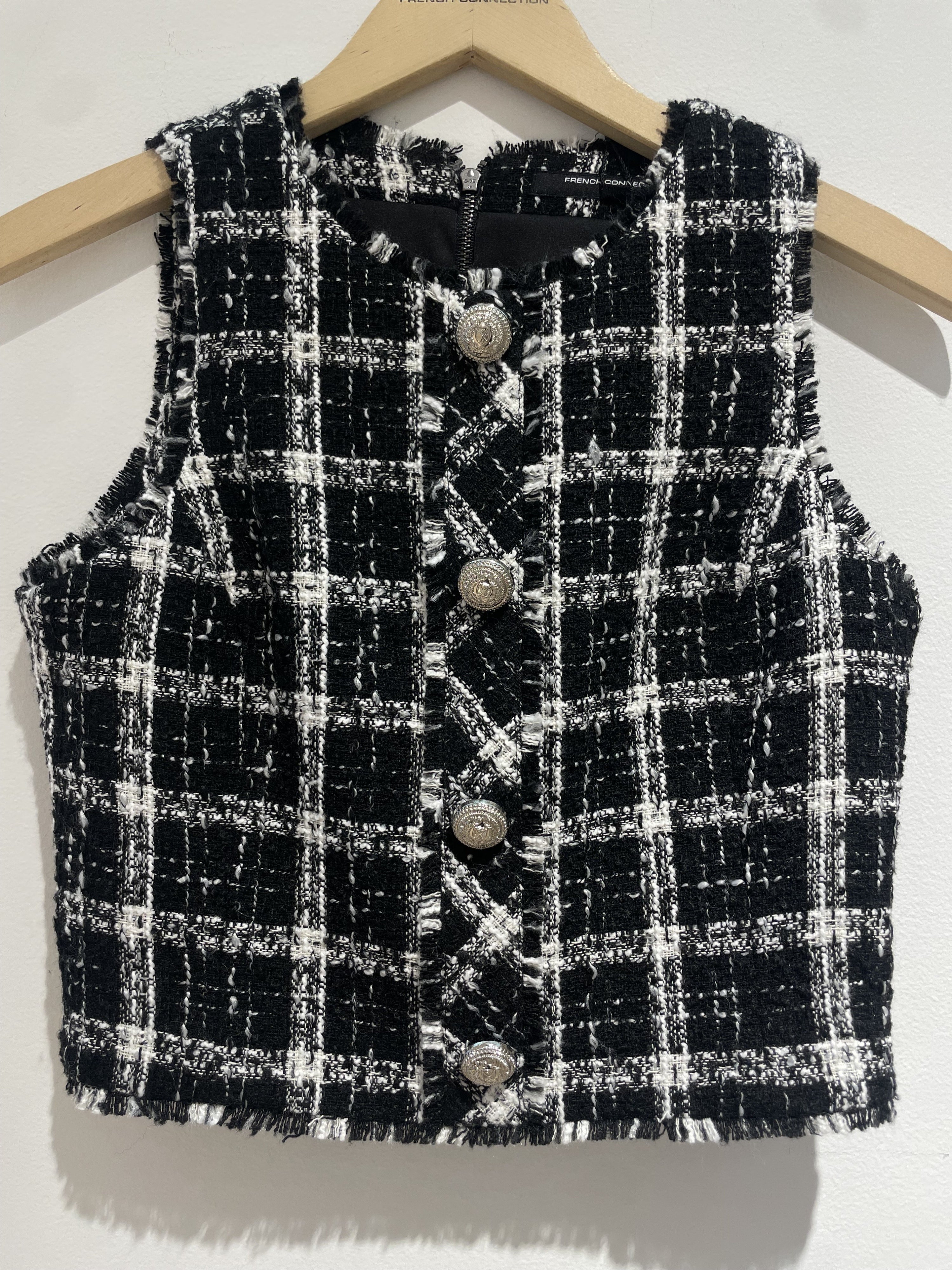 French Connection Windowpane Tweed Crop Top - Gabrielle's Biloxi