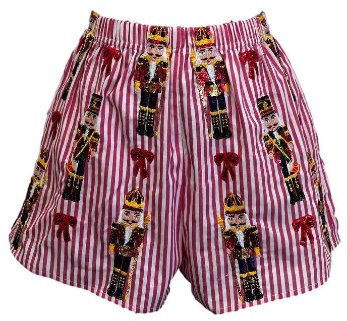 Queen of Sparkles Nutcracker & Bow Shorts - Red Stripe - Gabrielle's Biloxi