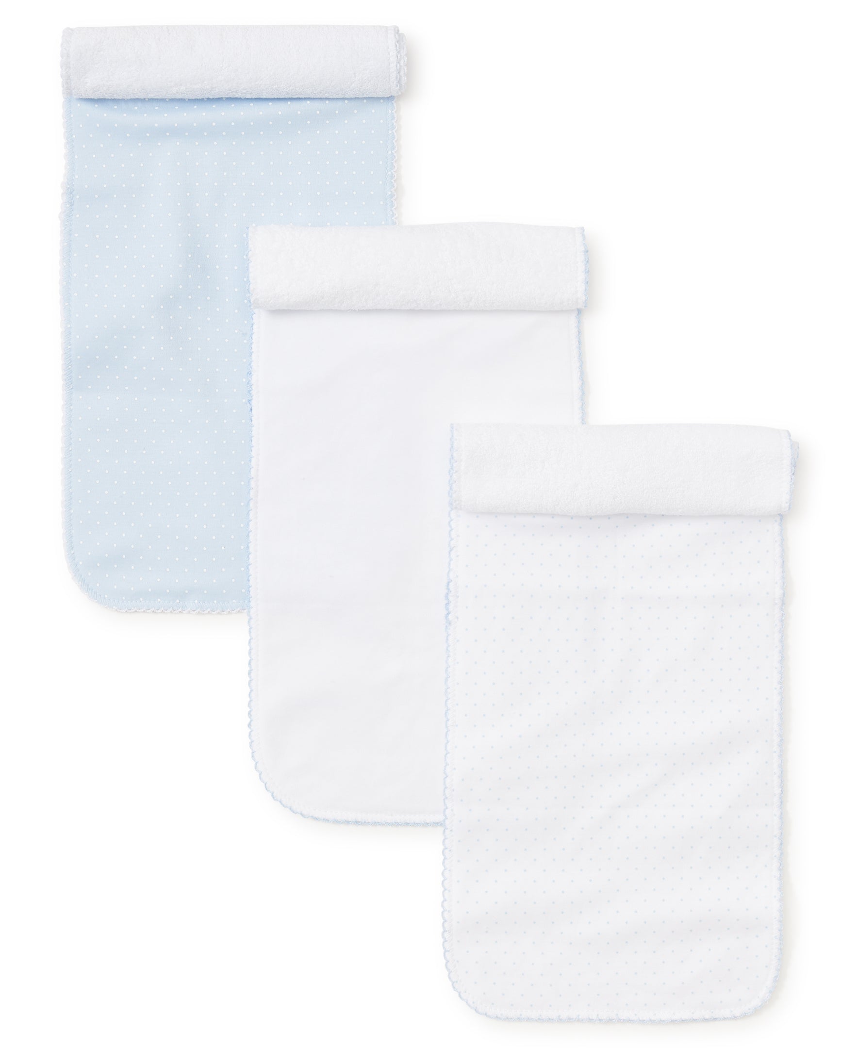 Kissy Kissy 3 Pack Burps w/ Tulle Bag - Light Blue Dot - Gabrielle's Biloxi