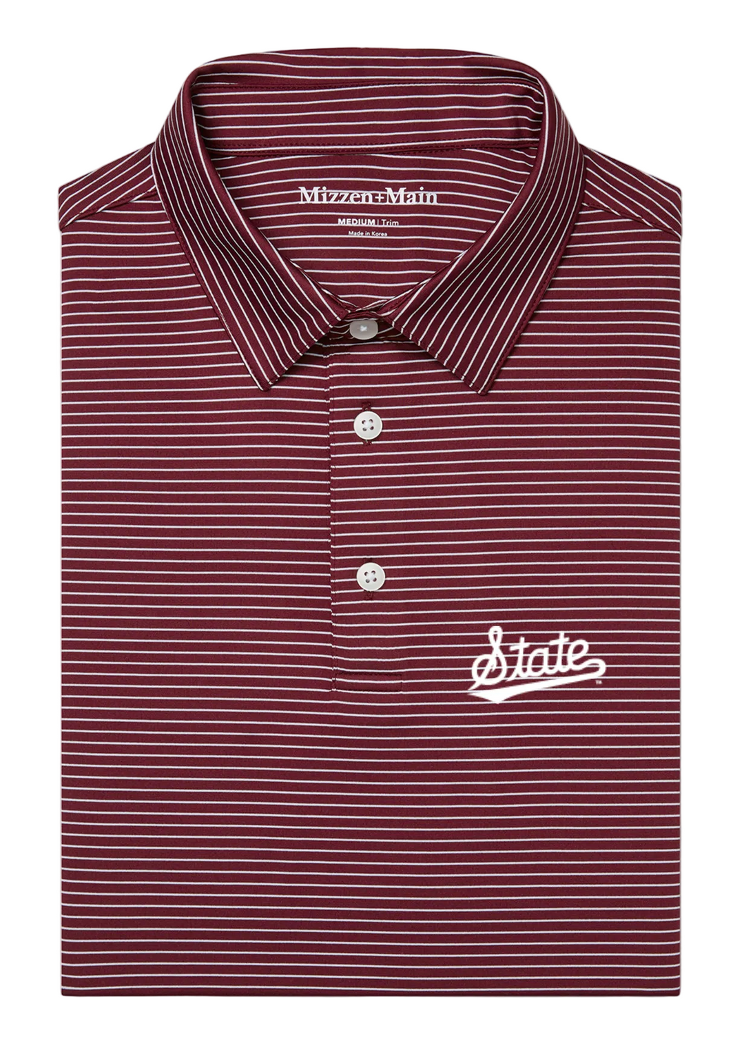 Mizzen+Main Mississippi State Versa SS Polo - Maroon Alternating Stripe - Gabrielle's Biloxi