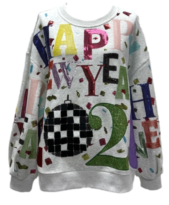 Queen of Sparkles Happy New Year Sweatshirt - Grey - Gabrielle's Biloxi