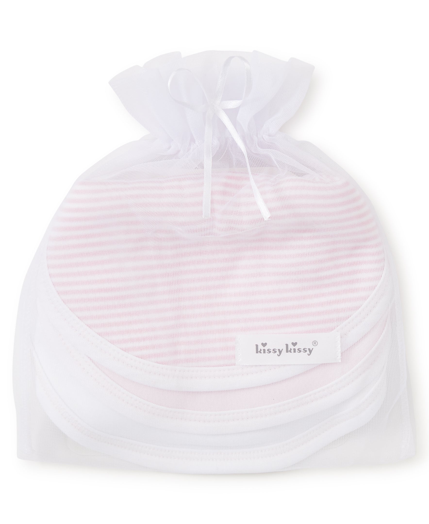 Kissy Kissy 3 Pack Bibs w/ Tulle Bag - Pink Stripe - Gabrielle's Biloxi