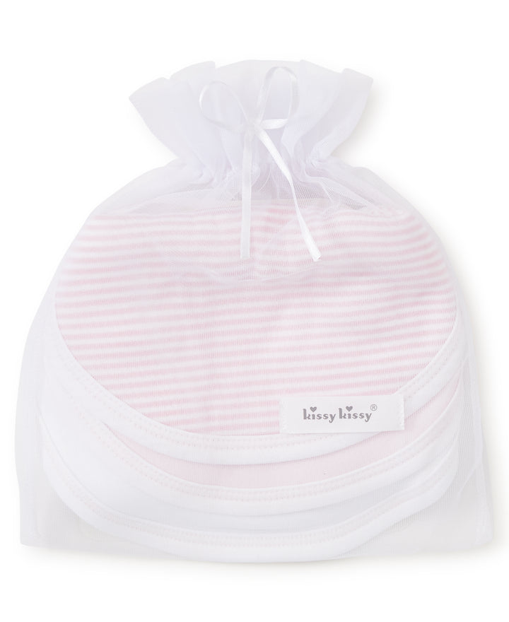 Kissy Kissy 3 Pack Bibs w/ Tulle Bag - Pink Stripe - Gabrielle's Biloxi