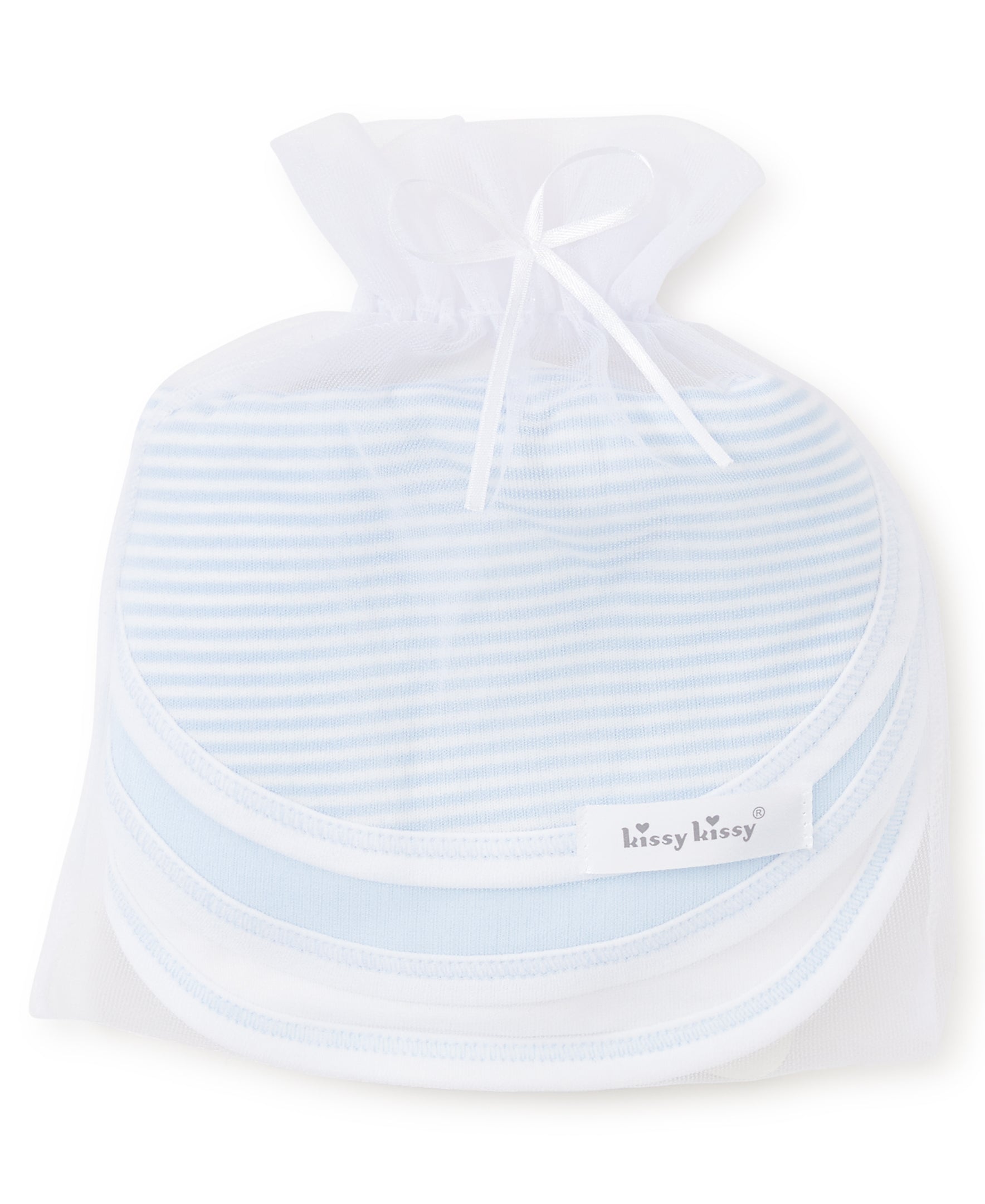Kissy Kissy 3 Pack Bibs w/ Tulle Bag - Blue Stripe - Gabrielle's Biloxi