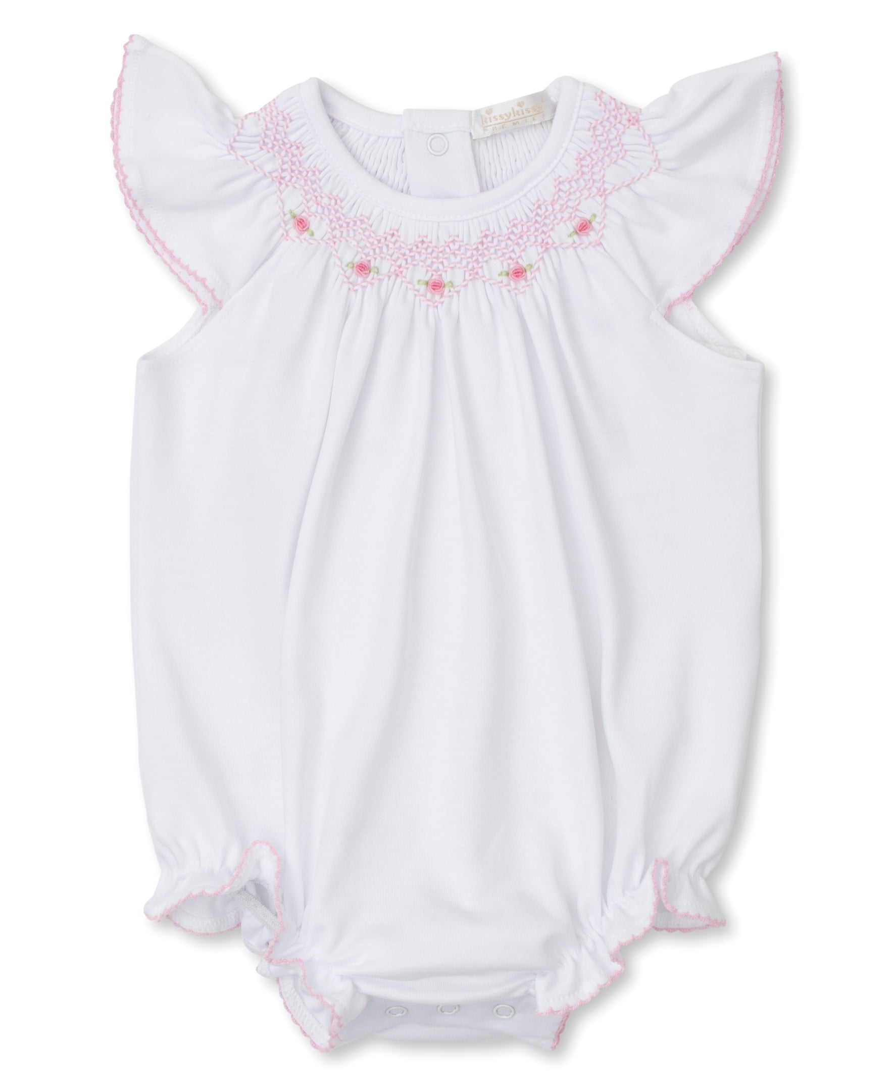 Kissy Kissy Bubble with Hand Smock - White/Pink - Gabrielle's Biloxi