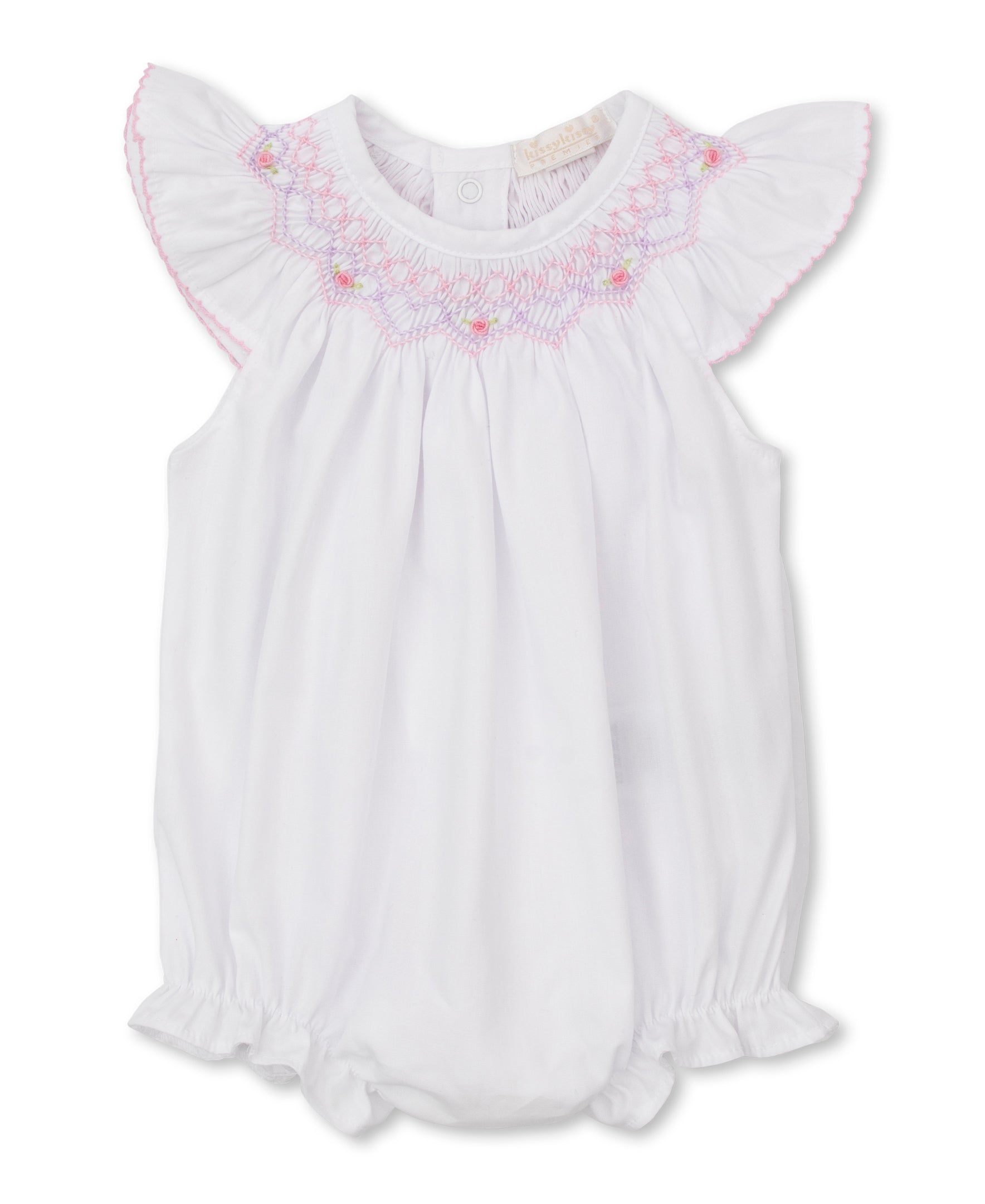 Kissy Kissy Woven Bubble with Hand Smock - White/Pink - Gabrielle's Biloxi