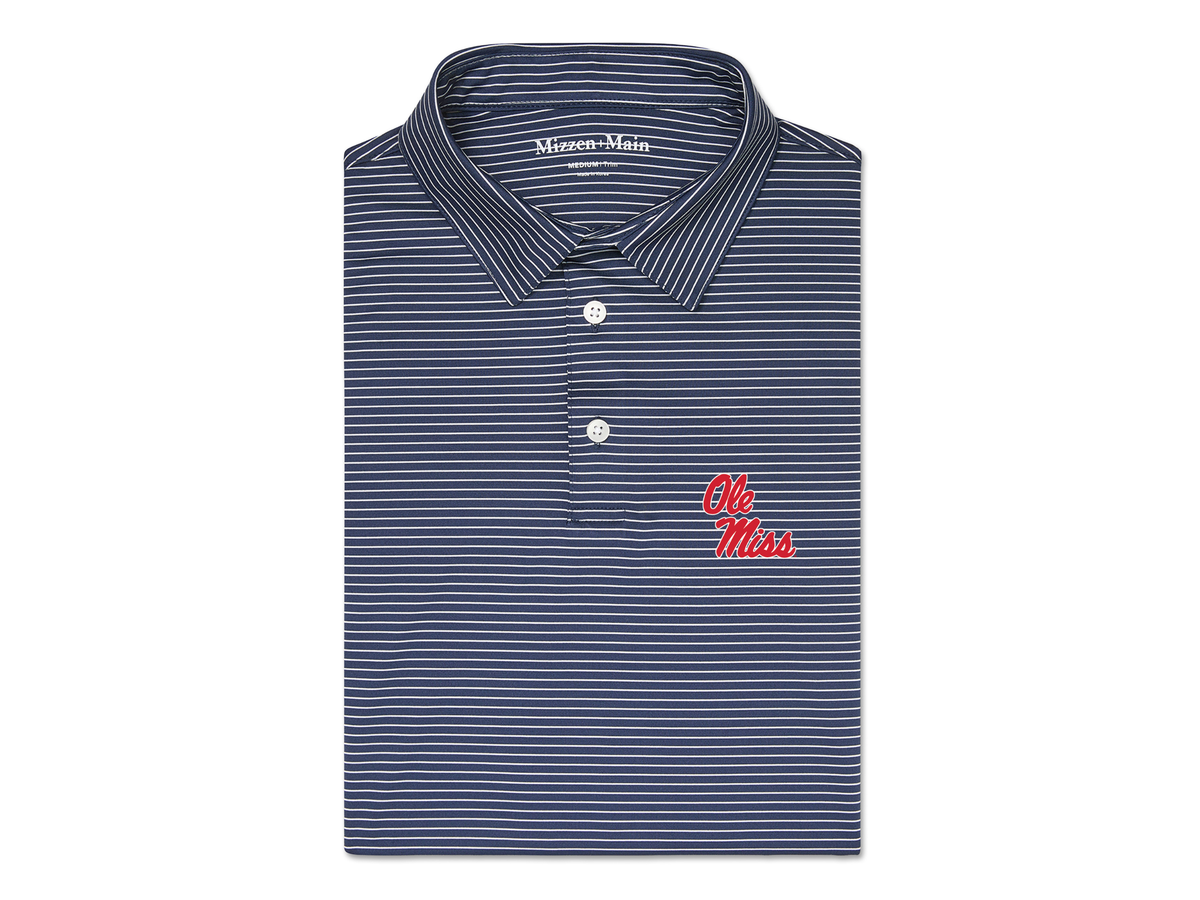 Ole Miss Versa SS Trim Polo - Navy Stripe