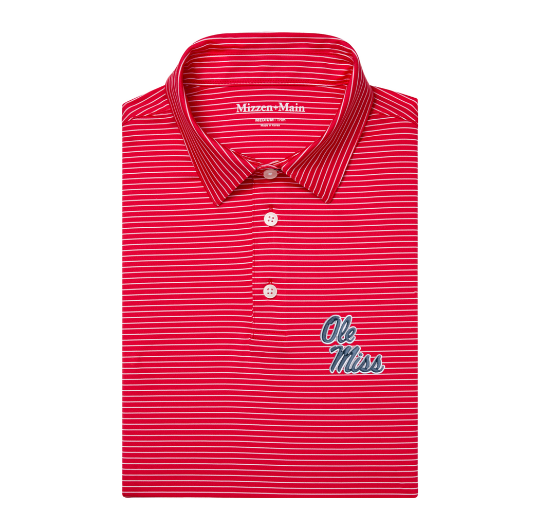 Ole Miss Versa SS Trim Polo - Red Stripe - Gabrielle's Biloxi