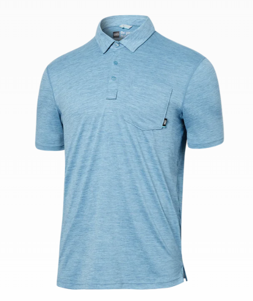 SAXX Droptemp All Day Cooling Polo - Washed Blue Heather - Gabrielle's Biloxi