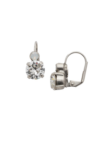 Sorrelli Round Crystal Dangle Earrings - White Bridal - Gabrielle's Biloxi