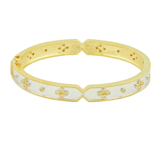 Frieda Rothman Iconic Clover Hinge Bangle Gold / Silver - Gabrielle's Biloxi