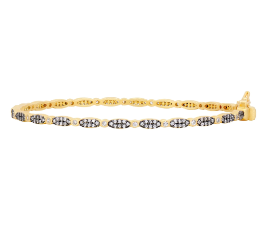 Freida Rothman Marquese Pve' Thin Hinge Bangle - Gold/ Black - Gabrielle's Biloxi