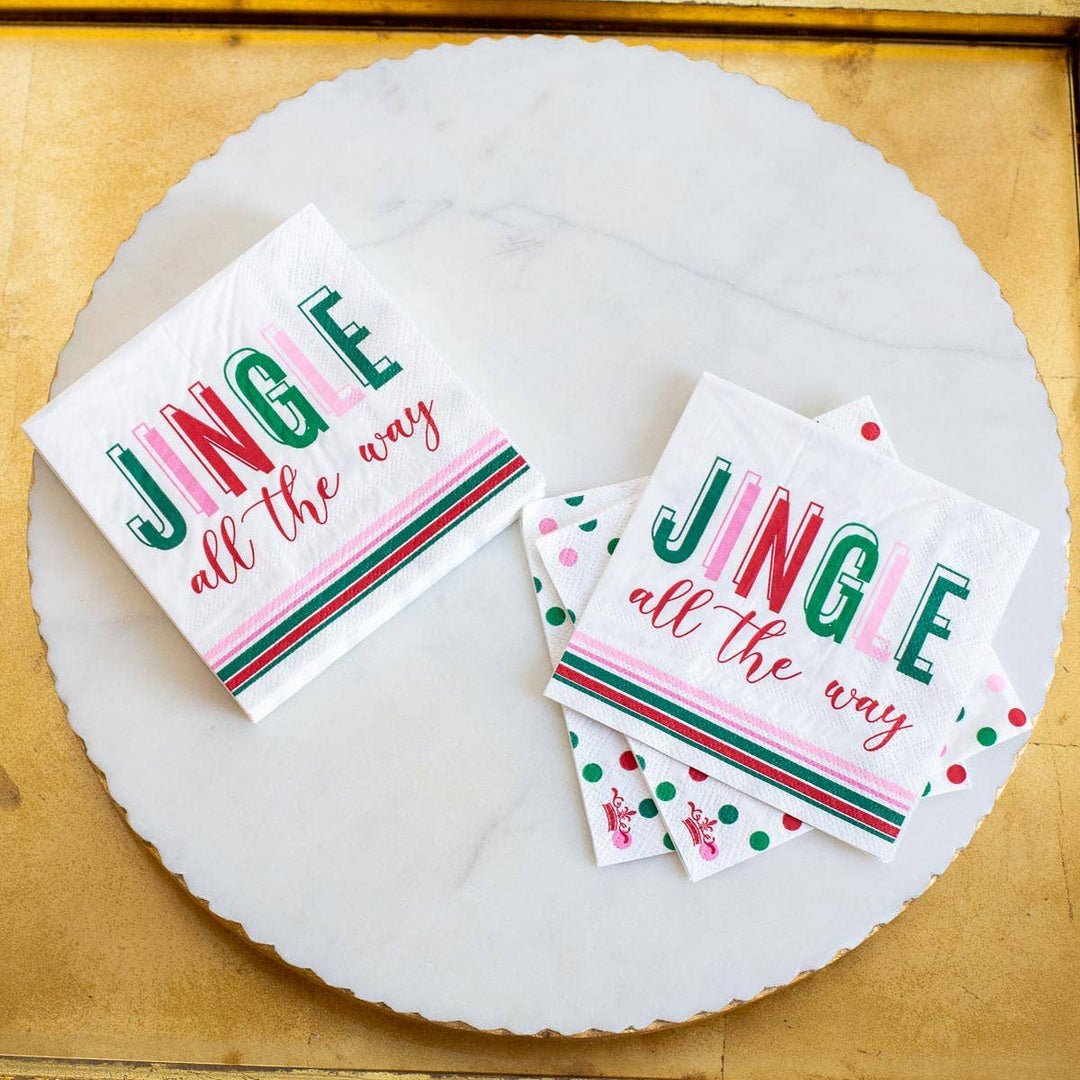 Jingle All The Way Cocktail Napkins   White/Multi   5" - Gabrielle's Biloxi