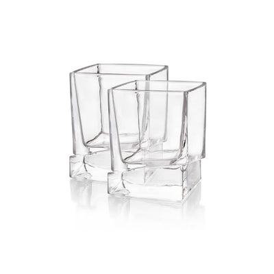 Carre Square Heavy Base Whiskey Glasses, Set of 2 - Gabrielle's Biloxi