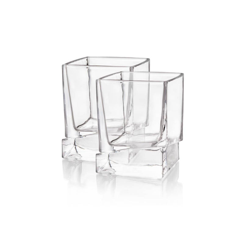 Carre Square Heavy Base Whiskey Glasses, Set of 2 - Gabrielle&