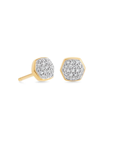 Kendra Scott Davie Pave Stud Earrings - 18K Gold White Diamond - Gabrielle's Biloxi