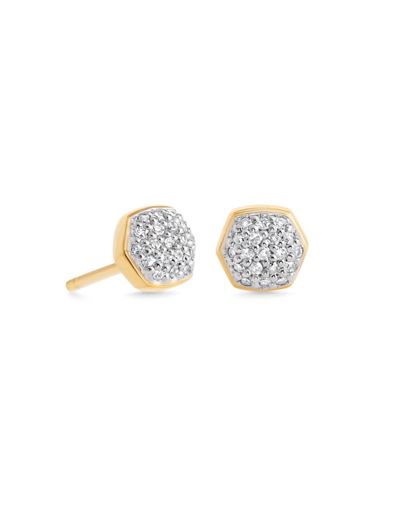 Kendra Scott Davie Pave Stud Earrings - 18K Gold White Diamond - Gabrielle&
