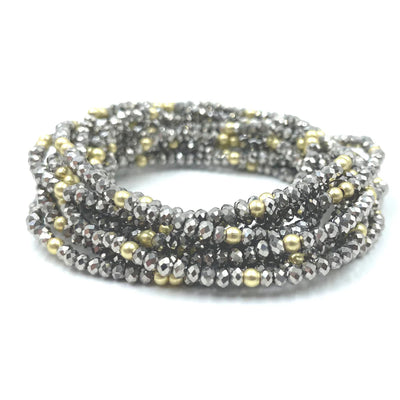Disco Bracelet Stack in Gray and Gold - Gabrielle's Biloxi