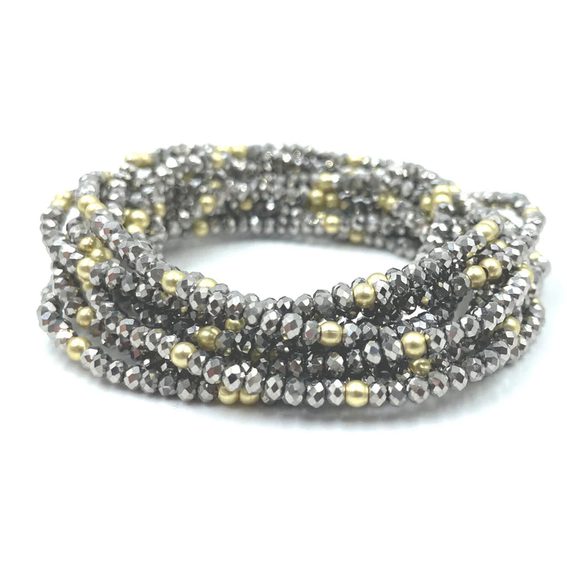 Disco Bracelet Stack in Gray and Gold - Gabrielle&