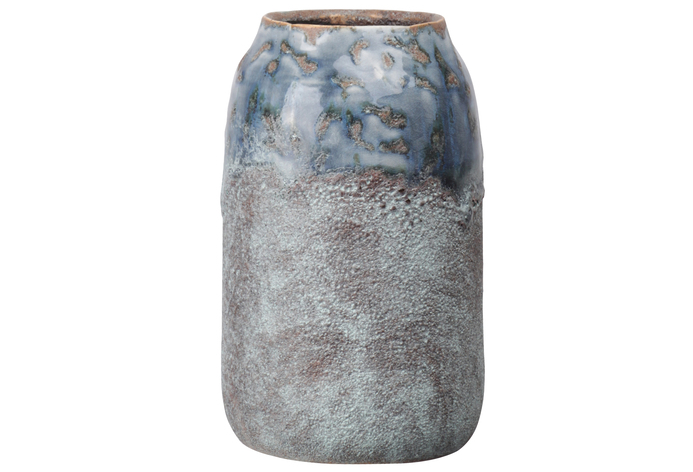 Ceramic Round Vase w/Irregular Lip and Gloss Marbleize Top Design - Gabrielle's Biloxi