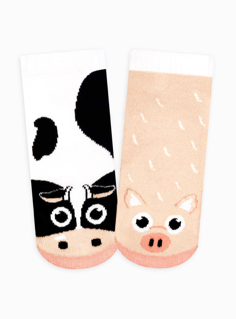 Cow & Pig | Mismatched Kids Socks - Gabrielle&